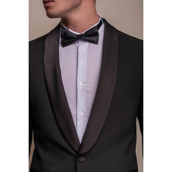 Smoking da uomo nero, 2 pezzi, con collo a scialle - Knighthood Store
