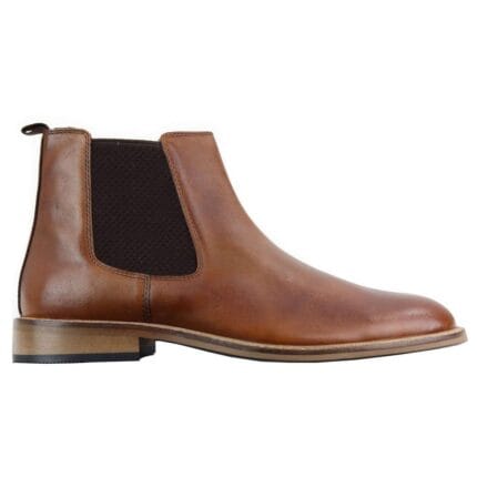 Mens Full Leather Slip On Chelsea Boots Smart Casual Retro Vintage Formal - Knighthood Store