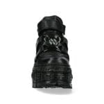 New Rock Boots Punk Rock WALL285-S2 Metallic Black Leather Gothic Boots - Knighthood Store