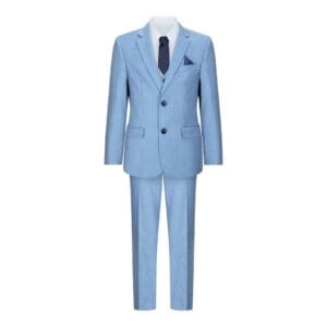 Traje de 3 piezas para niño, azul cielo claro, para boda, fiesta, bautizo, elegante, formal - Knighthood Store