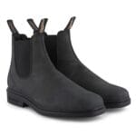 Bota Chelsea Blundstone 1308 de piel negra rústica con punta cincelada - Knighthood Store