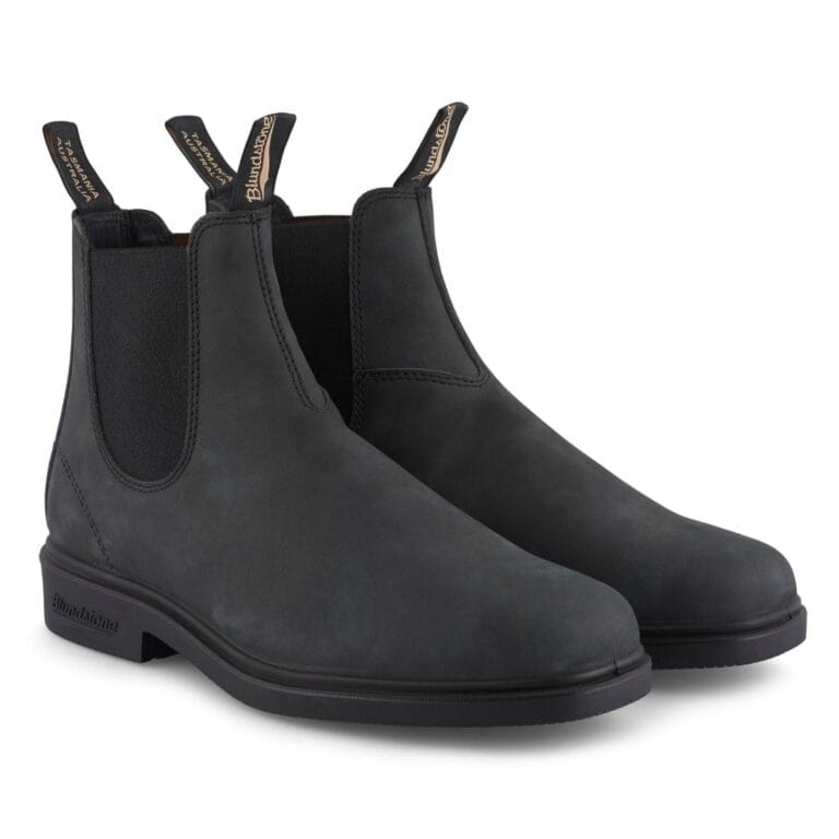 Bota Chelsea Blundstone 1308 de piel negra rústica con punta cincelada - Knighthood Store