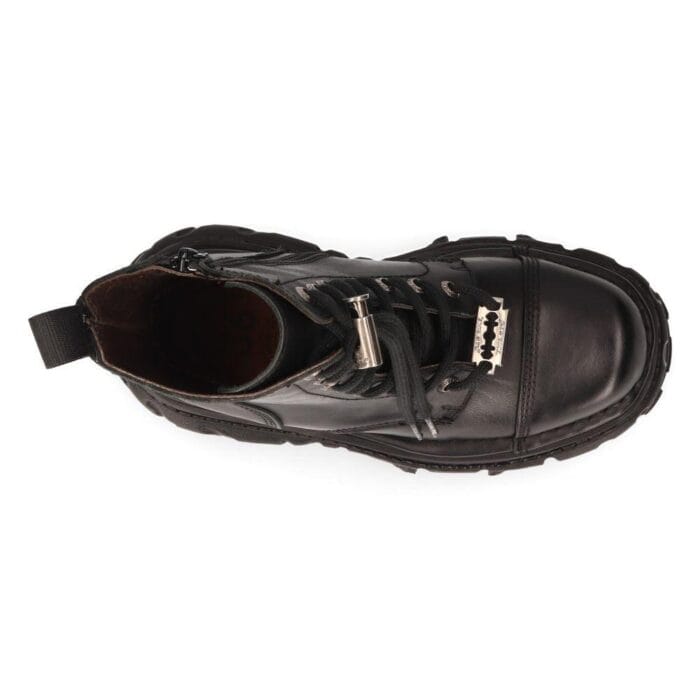 New Rock MILI083CCT-C4 Metallic Schwarze Leder Militärstiefel Punk Goth Rock - Knighthood Store