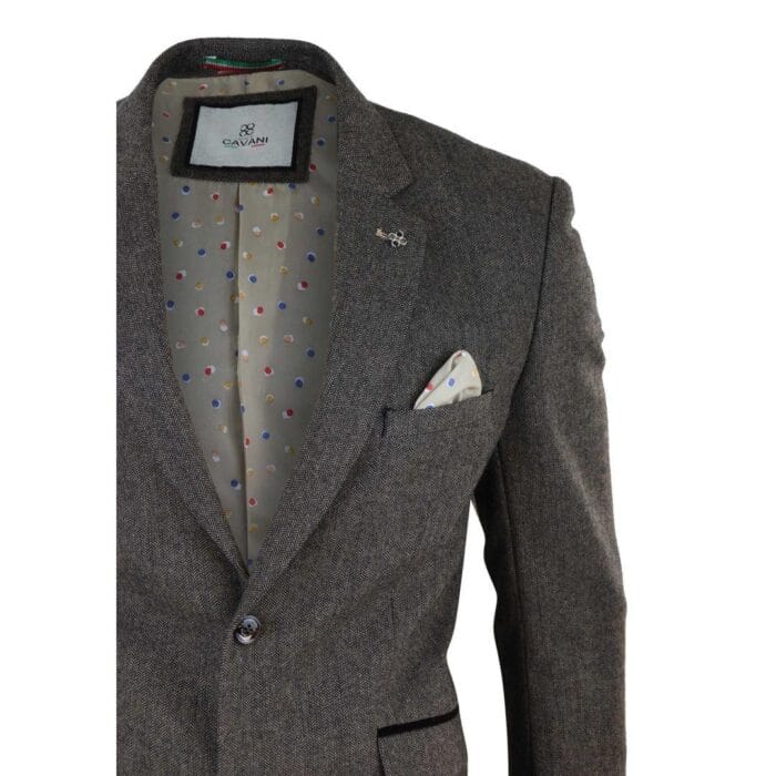 Giacca blazer in tweed a spina di pesce di lana Peaky Blinders da uomo, blu e marrone, vintage - Knighthood Store