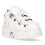 Botas moteras punk góticas de cuero blanco metalizado New Rock 106N-S8 - Tienda Knighthood