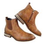 Botas brogue para hombre, sin cordones, con cremallera, estilo clásico de los años 20, estilo Gatsby, anteojeras de cuero - Knighthood Store
