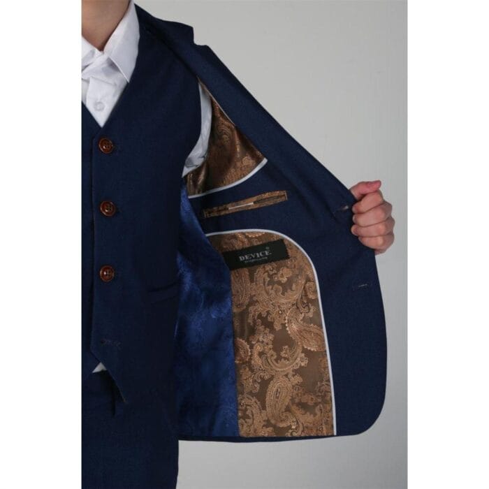 Boys Blue 3 Piece Suit Classic Birdseye Wedding - Knighthood Store
