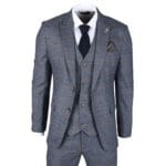 Men's Blazer Navy Checked Classic Sport Coat Plaid Tailored Fit - Knighthood Store
