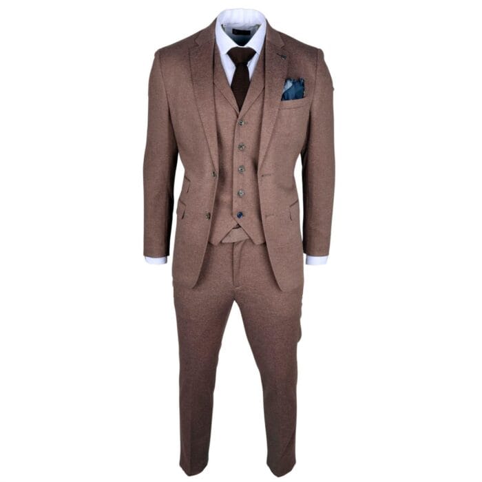 Costume homme 3 pièces marron pour mariage - Knighthood Store