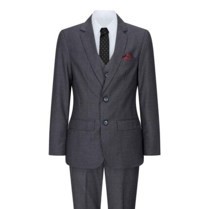 Boys 3 Piece Charcoal Dark Grey Suit Classic Wedding Party Vintage - Knighthood Store