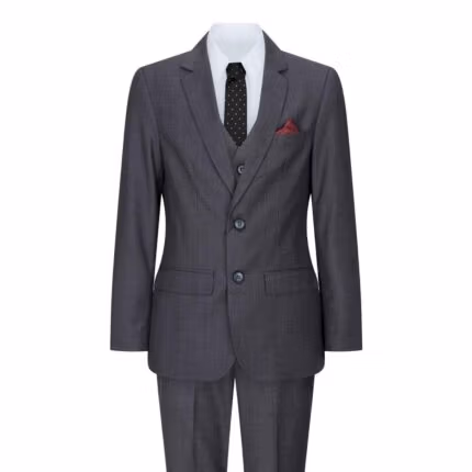 Boys 3 Piece Charcoal Dark Grey Suit Classic Wedding Party Vintage - Knighthood Store