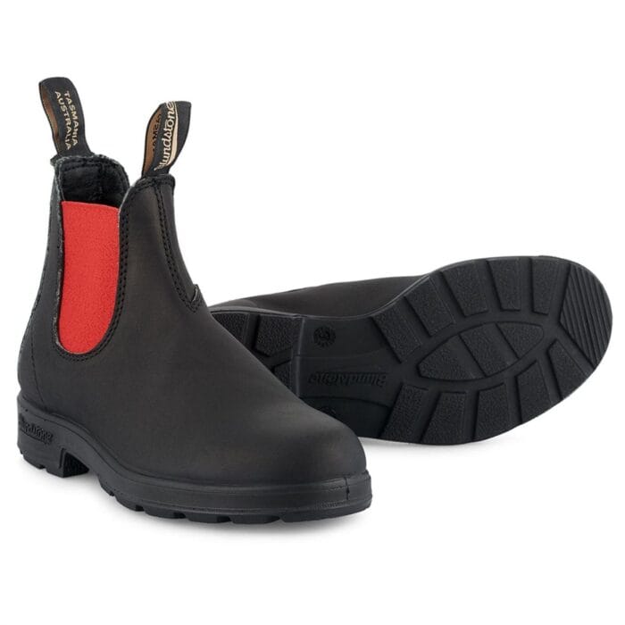 Stivaletti Chelsea Blundstone 508 in pelle nera e rossa, stile casual slip-on - Knighthood Store