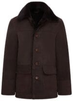 Men's Brown Shearling Sheepskin Car Coat - Image 2