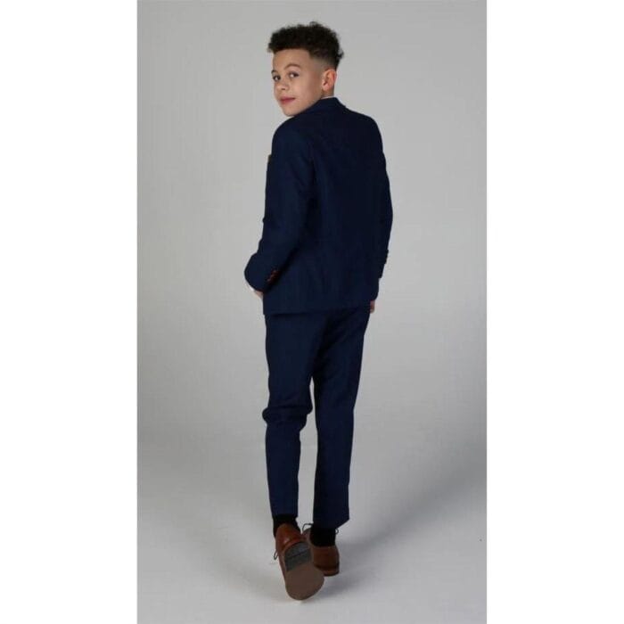 Boys Blue 3 Piece Suit Classic Birdseye Wedding - Knighthood Store