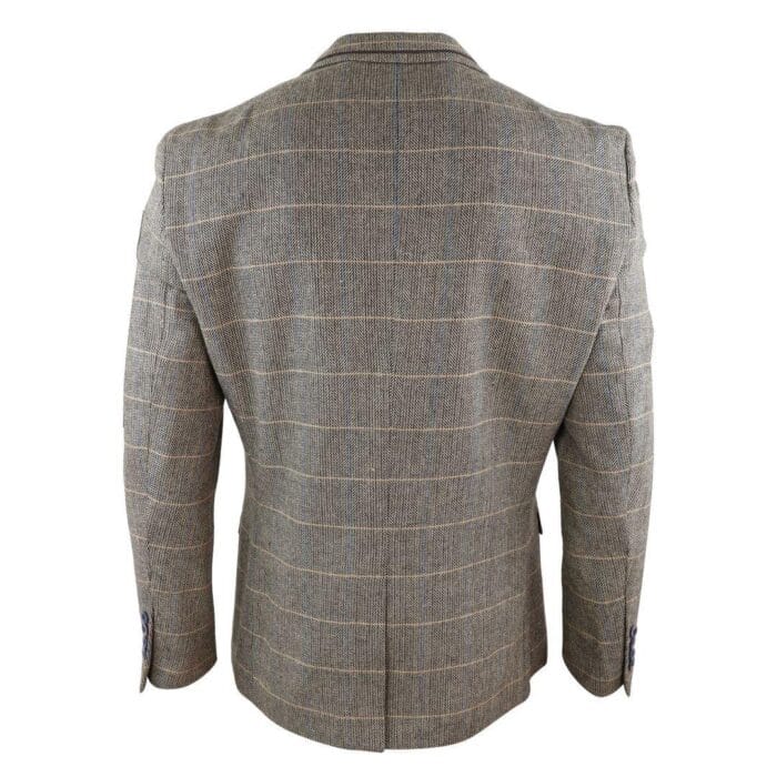 Blazer Blinders da uomo in tweed a spina di pesce, grigio, blu navy e marrone, vestibilità vintage - Knighthood Store