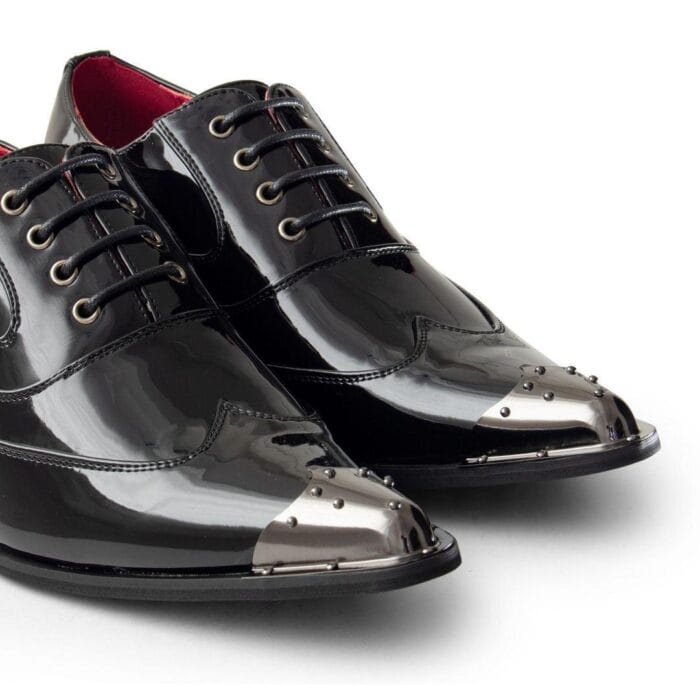 Zapatos de punta de metal para hombre, de ante, charol, con cordones, estilo vaquero, baile italiano - Knighthood Store
