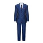 Boys 3 Piece Shiny Blue Wedding Party Suit Tailored Fit Smart Formal - Knighthood Store