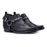 Zapatos de vaquero de cuero auténtico para hombre Wincklepickers, tacón cubano, cinturón de metal, estampado de cocodrilo occidental - Tienda Knighthood