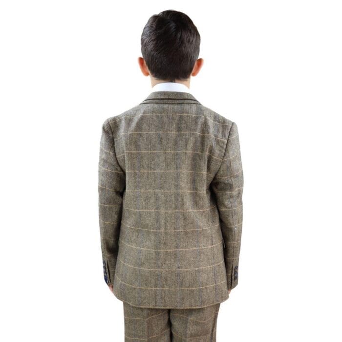 Completo da bambino a 3 pezzi in tweed marrone a quadri, stile vintage, classico anni '20 - Knighthood Store