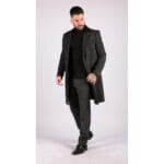 Giacca da uomo lunga 3/4 in tweed a spina di pesce, vestibilità Peaky Blinders - Knighthood Store