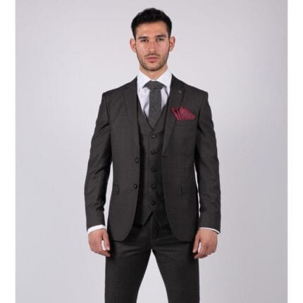 Mens Dark Grey Charcoal 3 Piece Suit Classic Stitch Wedding Summer Prom Classic - Knighthood Store