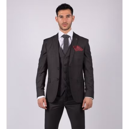 Mens Dark Grey Charcoal 3 Piece Suit Classic Stitch Wedding Summer Prom Classic - Knighthood Store