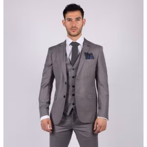 Mens Light Grey 3 Piece Suit Classic Stitch Wedding Summer Prom Classic Grooms - Knighthood Store