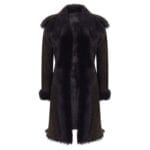Brown Luxury 3/4 Length Ladies Suede Real Toscana Sheepskin Coat Tailored Fit - Knighthood Store