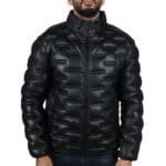 Giacca trapuntata in vera pelle da uomo, casual, lunghezza vita - Knighthood Store