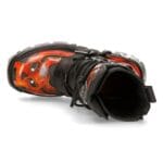 Bottes motardes gothiques New Rock 107-S1 en cuir noir avec tête de mort et diable - Knighthood Store