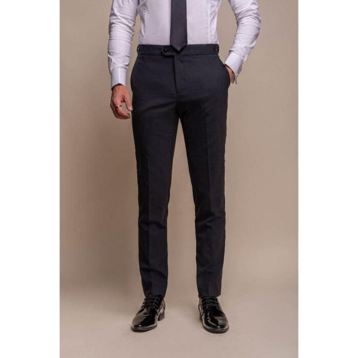 Smoking da uomo blu navy, 2 pezzi, con collo a scialle - Knighthood Store