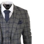 Costume 3 pièces gris foncé à carreaux pour homme - Tenue de soirée - Knighthood Store
