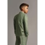 Boys 3 Piece Sage Green Check Suit Tweed Tailored Fit Wedding - Knighthood Store