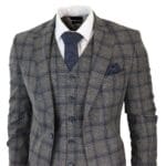 Costume 3 pièces gris foncé à carreaux pour homme - Tenue de soirée - Knighthood Store