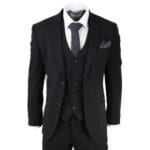Abito da uomo nero 3 pezzi, classico, corto, regolare, lungo, elegante, formale, su misura - Knighthood Store