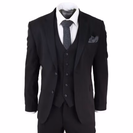 Mens Black 3 Piece Suit Classic Short Regular Long Smart Formal Tailored Fit - Knighthood Store