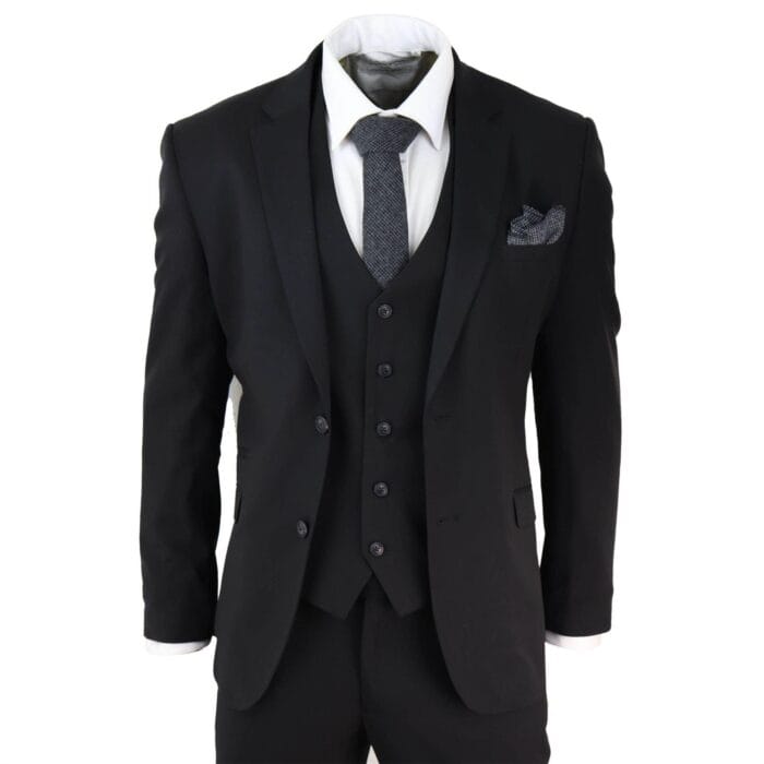 Abito da uomo nero 3 pezzi, classico, corto, regolare, lungo, elegante, formale, su misura - Knighthood Store