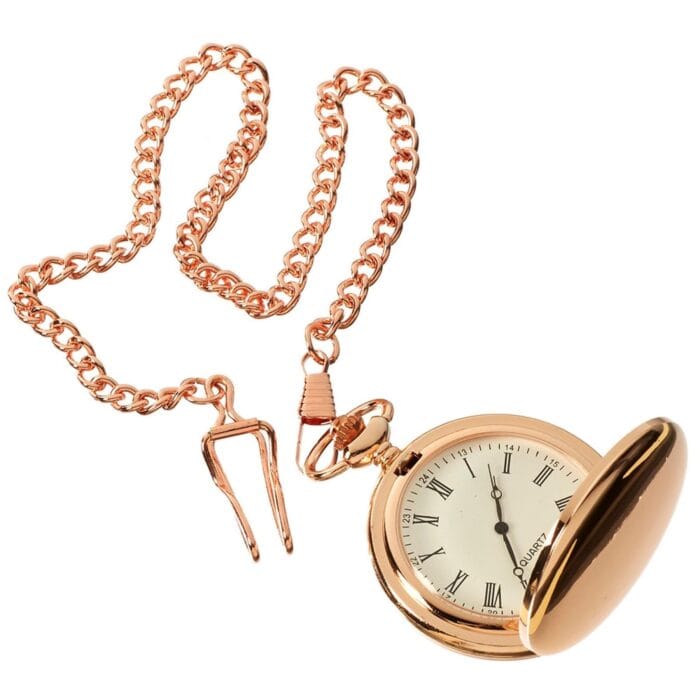 Orologio da tasca Blinders classico in argento e oro rosa degli anni '20 con catena vintage retrò - Knighthood Store