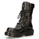 New Rock 391-S18 Schwarze Lederstiefel mit halbhoher Schafthöhe - Knighthood Store