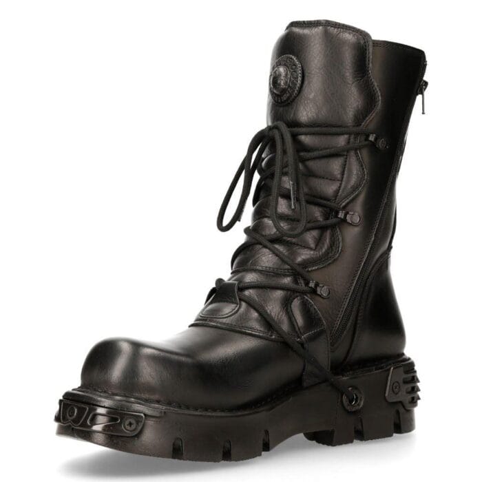 Botas de media caña de cuero negro New Rock 391-S18 - Tienda Knighthood