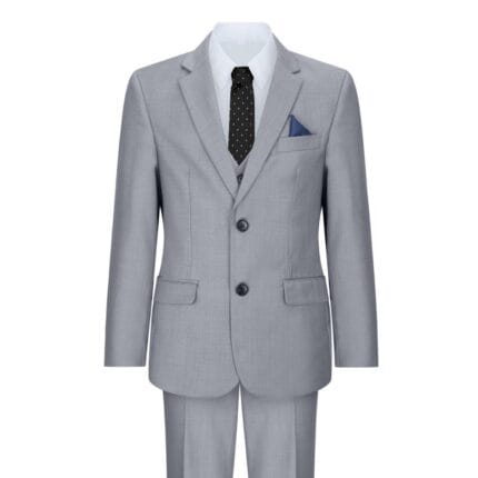 Boys 3 Piece Light Grey Suit Classic Wedding Party Vintage Christening - Knighthood Store