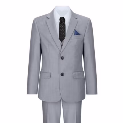 Boys 3 Piece Light Grey Suit Classic Wedding Party Vintage Christening - Knighthood Store