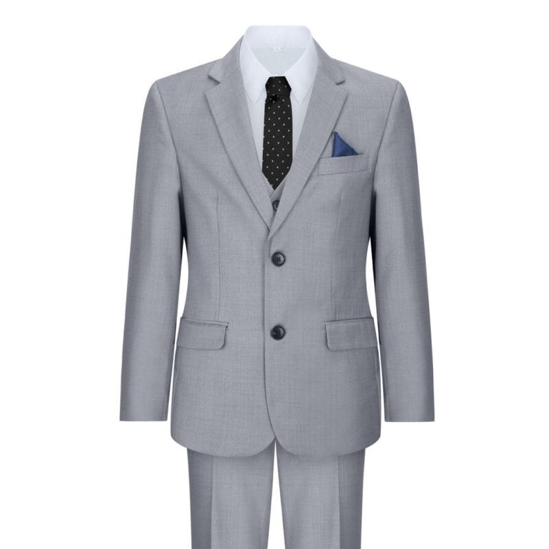 Boys 3 Piece Light Grey Suit Classic Wedding Party Vintage Christening - Knighthood Store