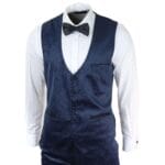 Herrenanzug Marc Darcy Samt Paisley Blau Passform 3-teilig Smoking Smoking Hochzeit - Knighthood Store
