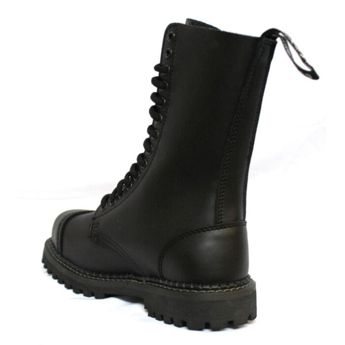 Stivali militari unisex in vera pelle, neri, stile Ginders Herald, punk rock, con punta in acciaio di sicurezza - Knighthood Store