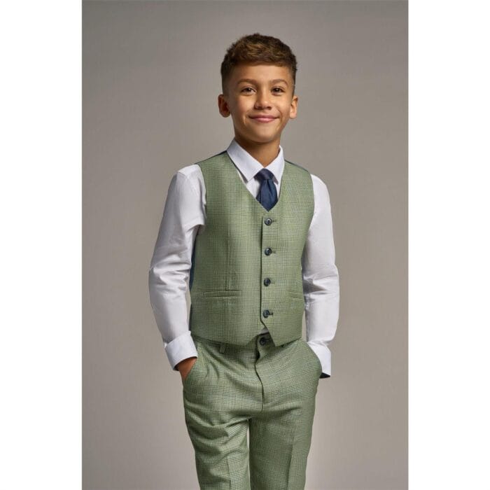 Completo da uomo in tweed a quadri verde salvia, 3 pezzi, su misura, per matrimonio - Knighthood Store
