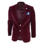 Herren-Blazer aus Samt, Anzugjacke, 2 Knöpfe, elegant, leger, formell, maßgeschneiderte Passform – Knighthood Store