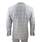 Mens Grey 3 Piece Suit Tan Brown Check Velvet Trims Wedding Tailored Fit Vintage - Knighthood Store