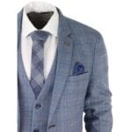 Abito da uomo a 3 pezzi, in lana a quadri blu cielo, Marc Darcy, su misura, per matrimonio e ballo di fine anno, Harry - Knighthood Store
