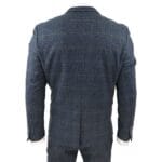 Abito da uomo a tre pezzi a quadri blu, in tweed a spina di pesce, vestibilità vintage, su misura, in velluto grigio - Knighthood Store